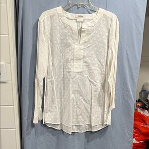 Vans White Textured Long Sleeve Blouse size XL